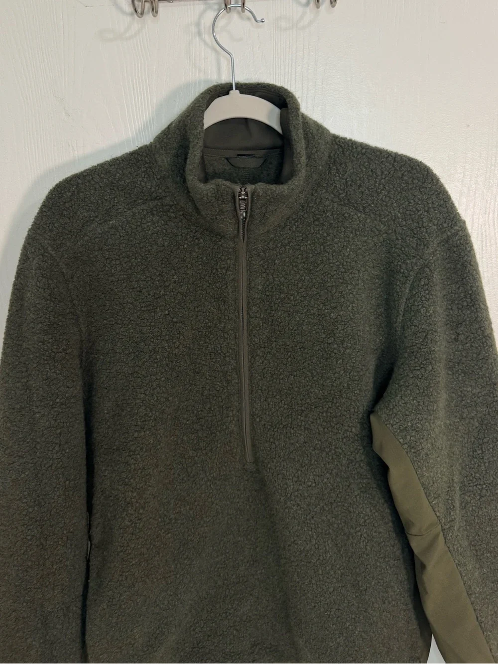 Lululemon Tundra Trek 1/2 Zip Heathered Dark Olive Men’s Size L Active Wool Cozy